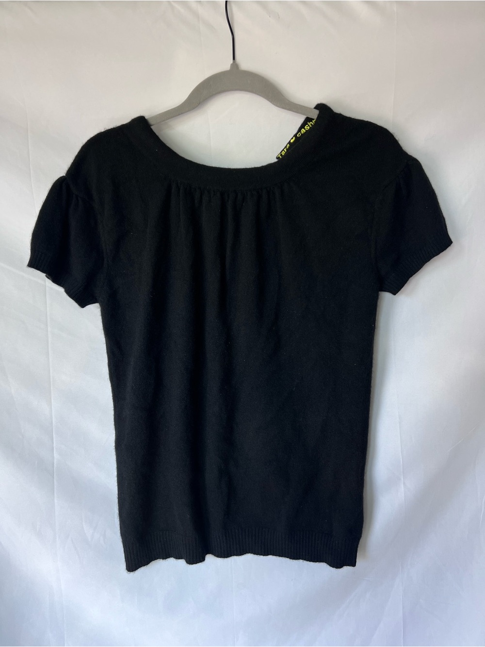 Women’s TARA JARMON Black* 100% Cashmere Puff Cap Sleeve Top